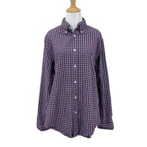 Brooks Brothers Shirt Mens M Medium Blue Burgundy Regent Gingham Original Polo